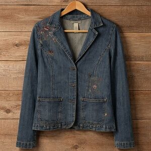 Stamp 10 Size 14 Cotton Spandex Button Down Embroidered Jacket